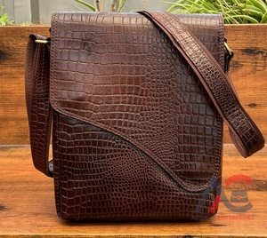 Custom Crocodile Pattern Genuine Leather Satchels Handbag Crossbody Shoulder <b>Bags</b> <b>for</b> <b>Men</b> Vintage Small Messenger Sling <b>Bags</b> - Product Image 1