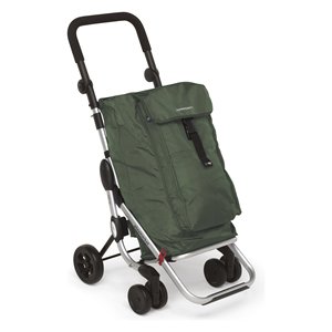 Chariot de supermarché 38L en acier, chariot de courses vert olive 48x40x110cm - Product Image 1