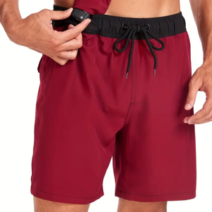 Bermudas básicas para hombre, cintura media, poliéster, algodón, logotipo personalizado, cierre de botones, gimnasio, atletismo, correr, playa, tela lavada - Product Image 5