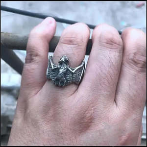 Dark Bat <b>Ring</b> Religious Style Children's Inlay with Plating for Gift - Product Image 5