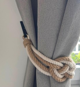 Attache de rideau Carrick Knot en coton blanc et corde de jute - Product Image 3