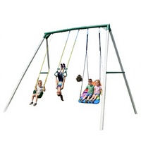 Columpios de Aleación de 9.5 Pies de Altura para Patio Trasero, Columpio de Plataforma Resistente para Exteriores para Niños, Barra de Trapecio, Capacidad Máxima 100-500 kg