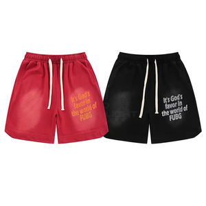 Shorts lavés à l'acide vintage imprimés sur mesure Street Wear conception d'impression de lettres produit durable et écologique shorts lavés à l'acide - Product Image 1