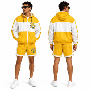 NAPA INDUSTRIES Performance Gym Training Windbreaker Shorts <b>Set</b> Men's Lightweight Hooded Breathable Summer HIGH STREET - Product Image 2