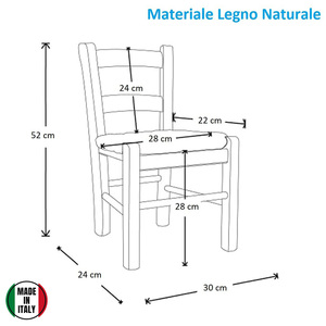 Sedia per adulti e bambini con Design classico realizzato in Italia 30x24x52cm in legno di faggio con seduta in paglia intrecciata - Product Image 2