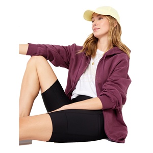 Sudadera con capucha de forro polar estampada ecológica para mujer, 100% algodón, oversize, con cremallera completa, logotipo personalizado en la parte delantera, manga larga - Product Image 2