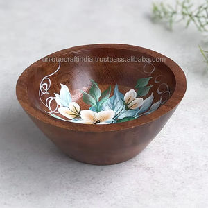 Bol en bois vintage Bol de service à salade Fabricant en gros Nouveau design Bol de service à salade en bois fini à la main - Product Image 1