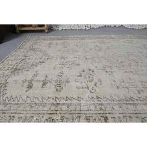 พรมตุรกีโบราณคลาสสิกขนาด5.1x8.3ฟุตทำด้วยมือสีเบจผ้าใยไหมขนสัตว์ดีไซน์แบบเย็บปะติดปะต่อกันทำจากวัสดุขนแกะไม้ไผ่ขนนุ่มสำหรับวัยรุ่น - Product Image 5