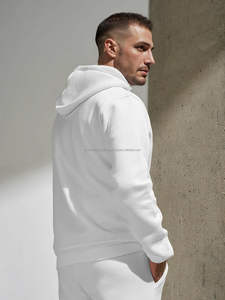 Chándal Personalizado de Algodón Terry de 400 g/m² para Hombre, Pantalones Jogger con Capucha Extra Grandes, Estampado Puff, Color Beige Sólido, Ropa Casual de Invierno - Product Image 4