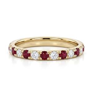 Bague Éternité SHREYA DIAM pour Femme en Or Jaune avec Saphirs et Diamants, Taille Ronde Brillante, Sertissage à Griffes, Style Classique, Anniversaire - Product Image 5