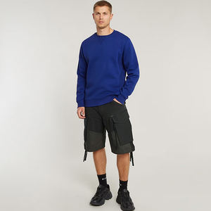 Sweat-shirt à col rond en molleton personnalisé de qualité supérieure pour homme, 100 % coton, bleu, coupe classique, taille unisexe, poignets et ourlet côtelés, uni, OEM - Product Image 3