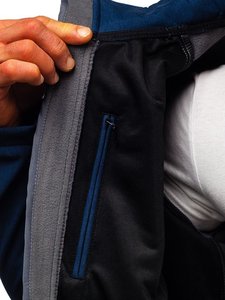 Veste Softshell pour homme avec doublure en polaire, bleu marine, manches ajustables, veste de randonnée personnalisée pour homme, veste d'extérieur - Product Image 6