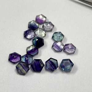 6mm naturel arc-en-ciel Multi Fluorite hexagone pierre polie à facettes en vrac pierre précieuse en gros du fournisseur en gros offres personnalisées - Product Image 5