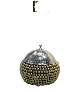 Casserole en acier plaqué or de haute qualité avec design martelé à la main et poignées florales Service de buffet et de marmite parfait - Product Image 5