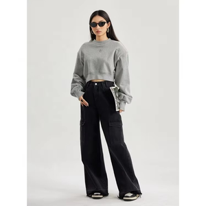 2025 femmes Demin pantalon mince sur la taille pleine longueur pantalon Streetwear Logo personnalisé pour les femmes Cargo pantalon femmes - Product Image 2