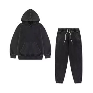 High Quality Men's Acid Wash Tracksuit Customized Logo Wholesale Casual <b>Short</b> <b>Sleeves</b> Fleece Winter Warm Wear Hot Sale Men Women - Product Image 1