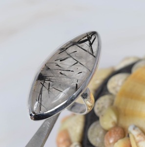 Noir Rutile 925 Sterling Silver Gemstone Élégant Anneau Designer Anneau Marquise Forme Bijoux Faits À La Main Noir Rutile Cadeau Pour Elle - Product Image 4