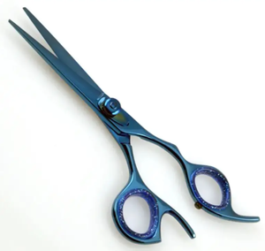 Vente en gros Ciseaux à cheveux bleus en acier inoxydable avec revêtement au plasma Ciseaux de salon Céramique Titane émoussé Coiffeur - Product Image 4