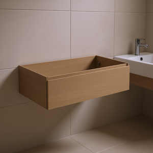 Conjunto de Baño Vieste de 90 cm, Madera de Roble Natural, Montado en la Pared, con 1 Cajón, Diseño Moderno para Estilo y Funcionalidad - Product Image 3