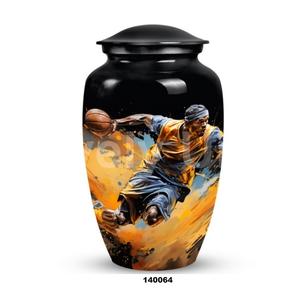 Yellow Aluminium Large Cremation Adult Urn for Human Ashes With Free <b>Velvet</b> <b>Bag</b> - Product Image 3