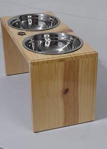 Station d'alimentation pour animaux de compagnie faite à la main écologique support de mangeoire pour chiens en bois avec bols en acier inoxydable pour la vente en gros en Inde - Product Image 2