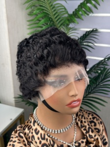 100% Raw human hair 13*4 <b>Pixie</b> cut lace frontal <b>wig</b> - Product Image 4