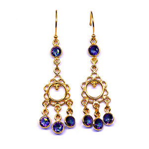 Fashionable Sterling Silver 925 <b>Gold</b> Plated Mystic Topaz Gemstones Hanging Unique Women Wear <b>Earring</b> <b>Set</b> - Product Image 2