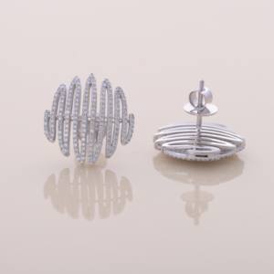 Boucles d'oreilles en diamant de laboratoire, argent sterling 925 massif, diamant rond pavé, bijoux statement - Product Image 5