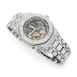 Montre de luxe de haute qualité pour homme, en acier inoxydable, avec quartz et moissanite glacée - Product Image 3