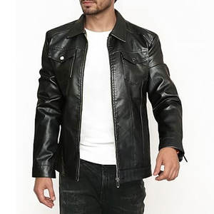 High Street Collection Vintage Bomber Veste en cuir pour hommes broderie personnalisée en cuir PU support fermeture éclair lavé Technique hiver - Product Image 2