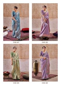 Vêtements indiens traditionnels haute sur demande Saree en soie de satin pur pour femmes Saree brodé à vendre - Product Image 6