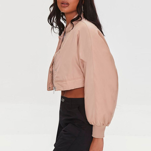 2026 High Quality Long Sleeve Bomber Jacket for Women Hot Sale Women's <b>Standing</b> Collar Full Zip up Bomber Jacket PAKISTAN - Product Image 3