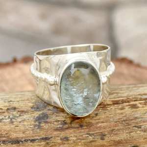 Élégante bague bohème en argent sterling 925 faite à la main avec une pierre précieuse d'aigue-marine blanche de corail naturel, cadeau parfait pour elle - Product Image 6