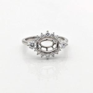 925 Sterling Silver 9X7Mm Hình Bầu Dục Đông Tây Nghệ Thuật Deco Bán Núi Nhẫn 18K Vàng Mạ CZ Đá Quý Handmade Đồ Trang Sức Cô Dâu Thành phần - Product Image 5