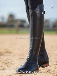 Botas de montar a caballo de cuero con acabado a mano con suela de plantilla de cuero genuino Cómodo diseño de alta calidad Use Eleve su estilo - Product Image 6