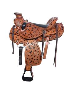 Selles en cuir occidental de qualité supérieure sculptées à la main avec fer en acier à outils pour les amateurs d'équitation - Product Image 1