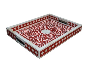 Bandeja de servicio con incrustaciones de hueso de madreperla de lujo, bandeja decorativa hecha a mano para encimera de cocina para café, té, exhibición de mesa elegante - Product Image 2