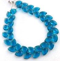 Perles en apatite hydroquartz synthétique bleue, forme poire, 10x7mm, facettées, fil de 7,5 pouces, percées en diagonale, pierres précieuses en vrac de haute qualité