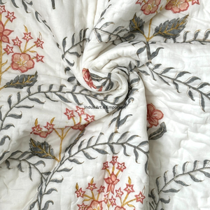 Fabricante hecho a mano de algodón bloque floral impreso manta al por mayor manta de algodón con sábana - Product Image 5