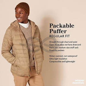 เสื้อแจ็คเก็ตขนเป็ดมีฮู้ดสำหรับผู้ชาย, เสื้อโค้ทกันน้ำน้ำหนักเบา - Product Image 2