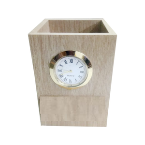 Fabricante de portalápices de madera/soporte para bolígrafo con reloj para escritorio de oficina Calidad superior a un precio razonable - Product Image 1