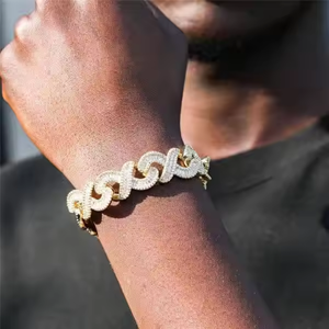 Hip Hop Luxury Personalized Cuban Link Diamond <b>Bracelet</b> Sterling <b>Silver</b> Moissanite diamond Custom <b>Bracelet</b> For <b>Mens</b> - Product Image 4