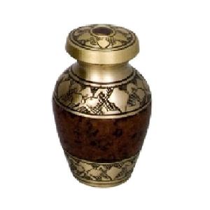 Urne souvenir de crémation en laiton de haute qualité avec bande de gravure étain et couleur marron finie pour les cendres humaines-Fourniture funéraire - Product Image 2