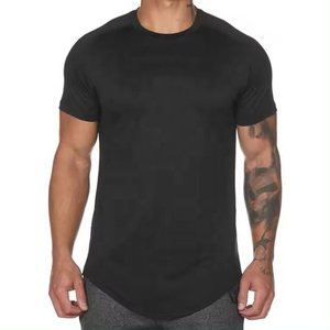 T-shirt blanc à manches courtes pour homme, col rond, polyester/coton, coupe ajustée, décontracté, effet délavé, tricoté, respirant, séchage rapide, couleur unie - Product Image 2