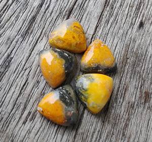 Wholesale Lavira Natural Bumblebee Jasper Trillion Cut Cabochon High Flat Back Calibrated Gemstone ID 8mm 14mm Sizes Loose - Product Image 2