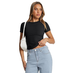 Camiseta de Mujer, Transpirable, Sensación de Algodón, Tejido de Punto Suave al Tacto, Flexible, Zonas Elásticas Moldeadoras, Ligera, Uso Diario Informal - Product Image 4