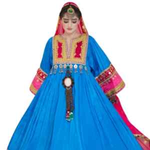 Nouveauté Robes de fête de mariage afghane et pakistanaise pour femmes, lourdement brodées, bohèmes, vintage, dentelle, volants, col en V - Product Image 1