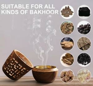 Quemador de Incienso de Madera y Metal de Lujo con Tapa Tallada, Patrón Grabado en la Parte Superior, Diseño de Corte Láser en Madera para Ramadán y Uso en el Golfo - Product Image 6