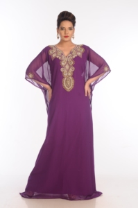 Purple Georgette Embroidered Zari Work Islamic <b>Kaftans</b> - Product Image 5