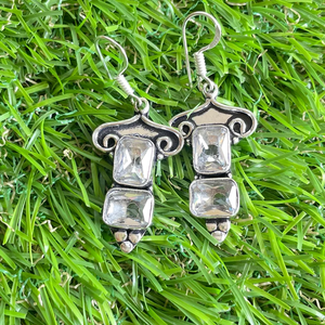 Design à la mode 925 en argent Sterling femmes boucles d'oreilles pendantes à la main topaze blanche pierres précieuses boucles d'oreilles breloque en gros - Product Image 4